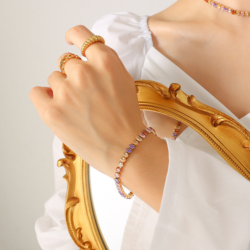 Lady Sense Elegant Graceful Solid Color Colorful Crystals Zircon Bracelets