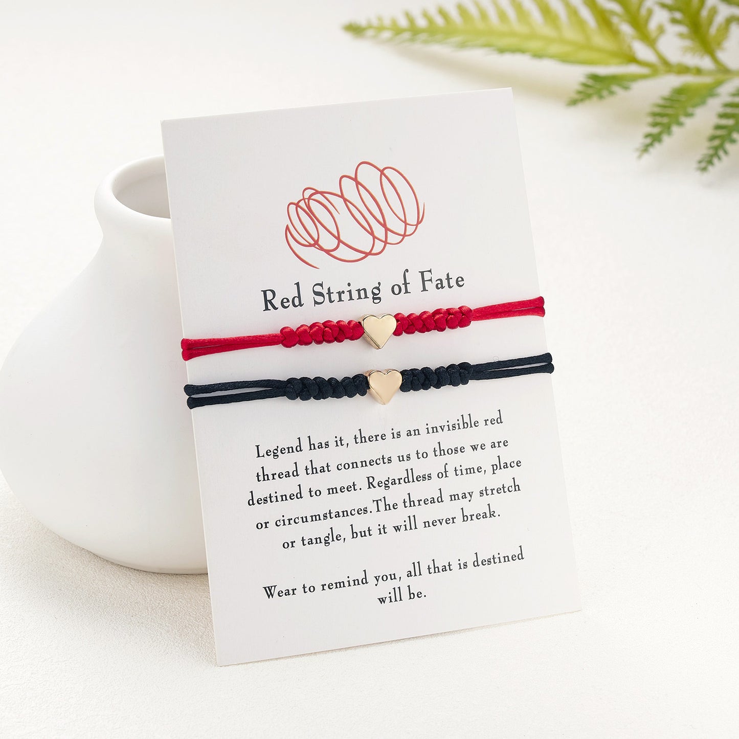 Red Rope Woven Length Adjustable Couple Paper Bracelet