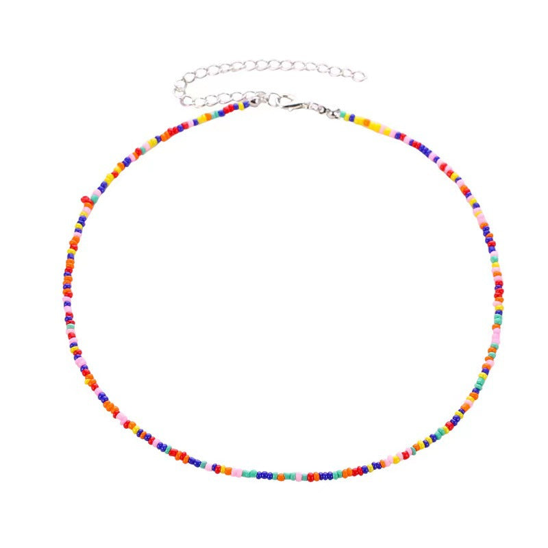 Fashion Beaded Colorful Small Beads Summer Beach Clavicle Chain Necklace