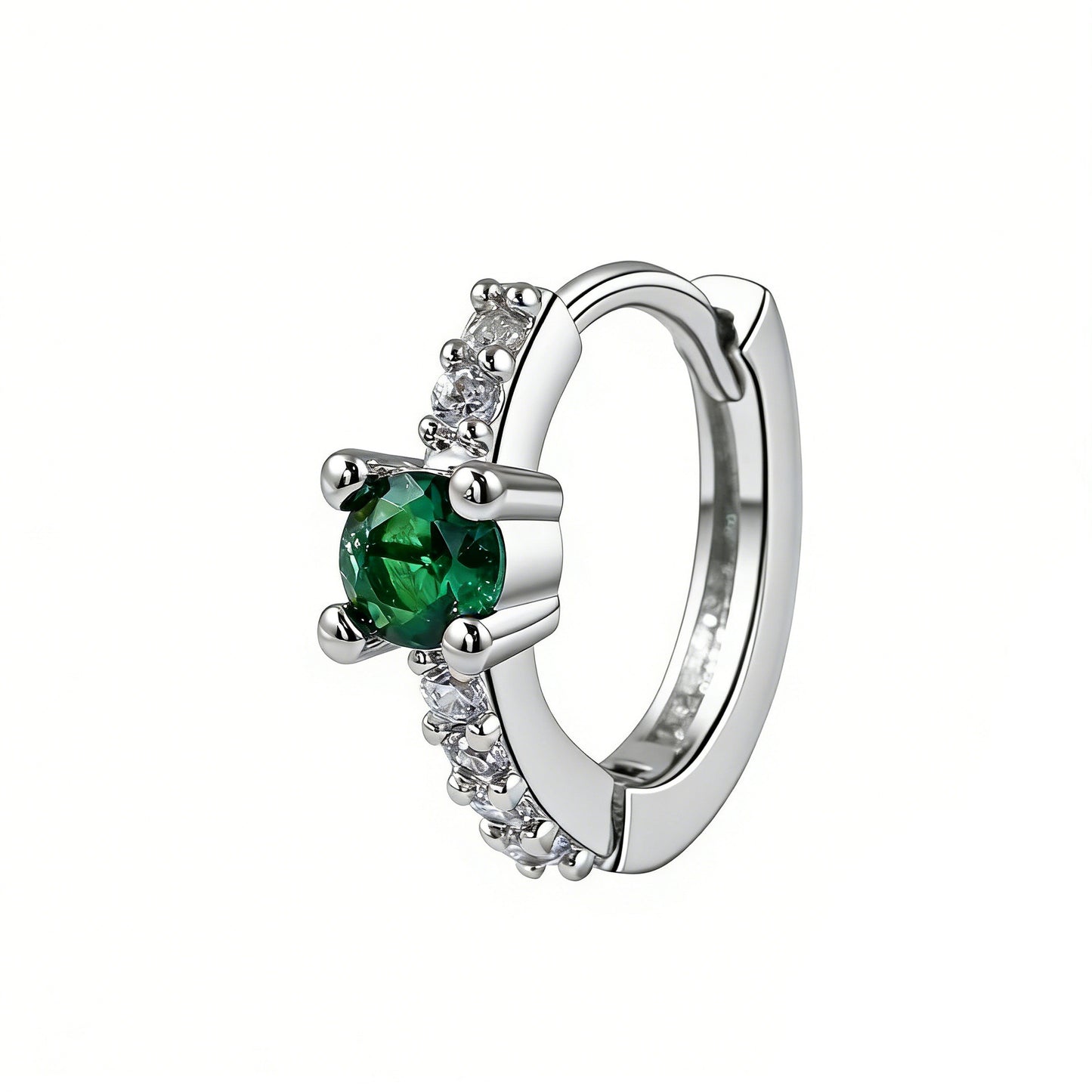 Gold Clip Female Temperament Wild Inlaid Emerald Zircon Earrings