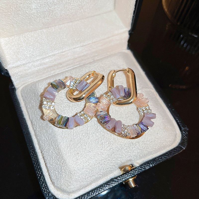 Women's Artificial Crystal Circle Geometry Clip Light Luxury Rings