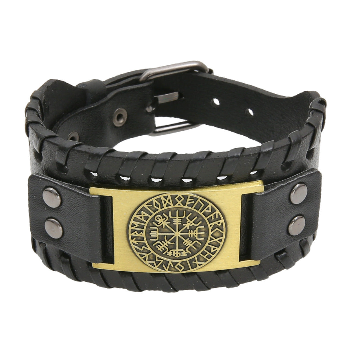 Herren Vintage Piraten Kompass Punk breite Lederarmbänder