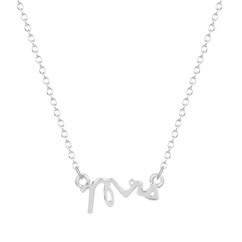 Women's Cursive English Letters Titanium Steel Symbol Clavicle Necklaces