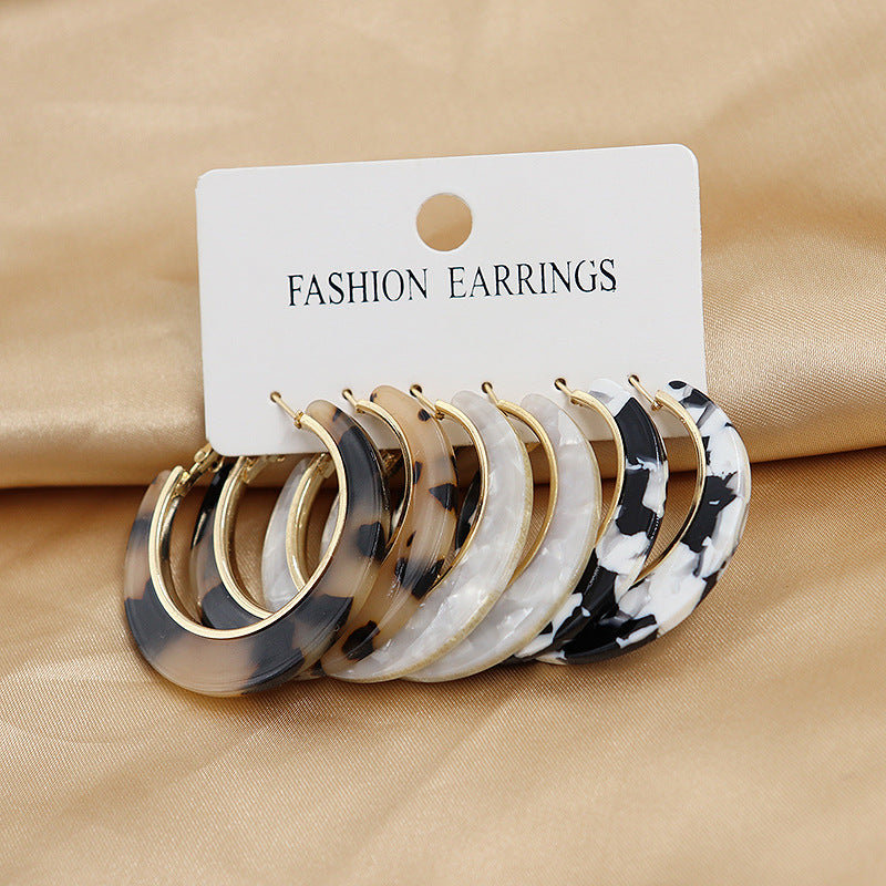 Cellulose Acetate Sheet Shaped Round Female Exaggerated Face Small Earrings