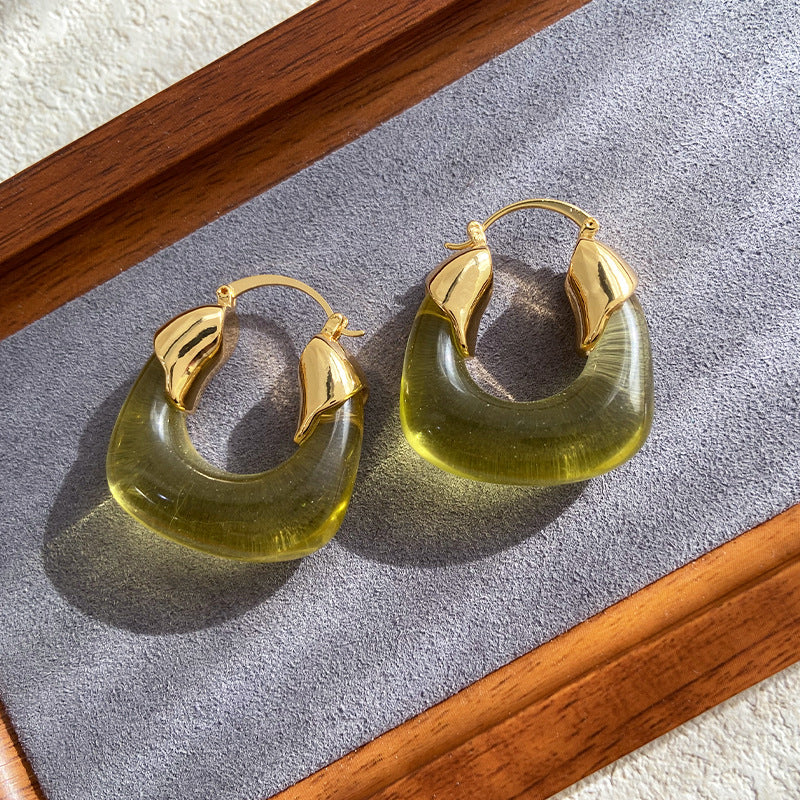 Women's Niche High-grade U-shaped Hawksbill Color Resin Earrings