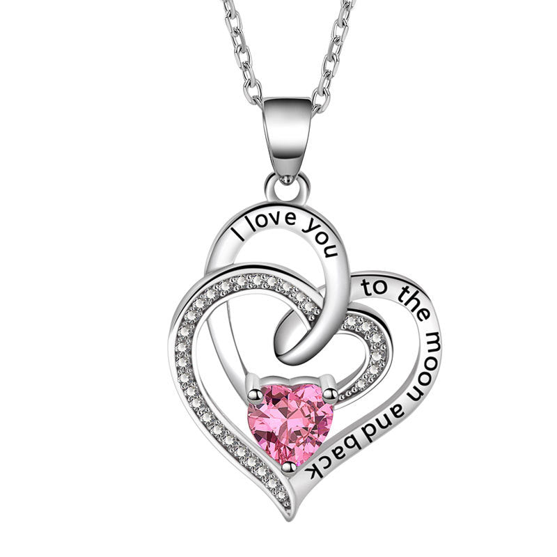 Women's Printed Engraved Diamond Temperament Entry Lux Heart-shaped Necklaces