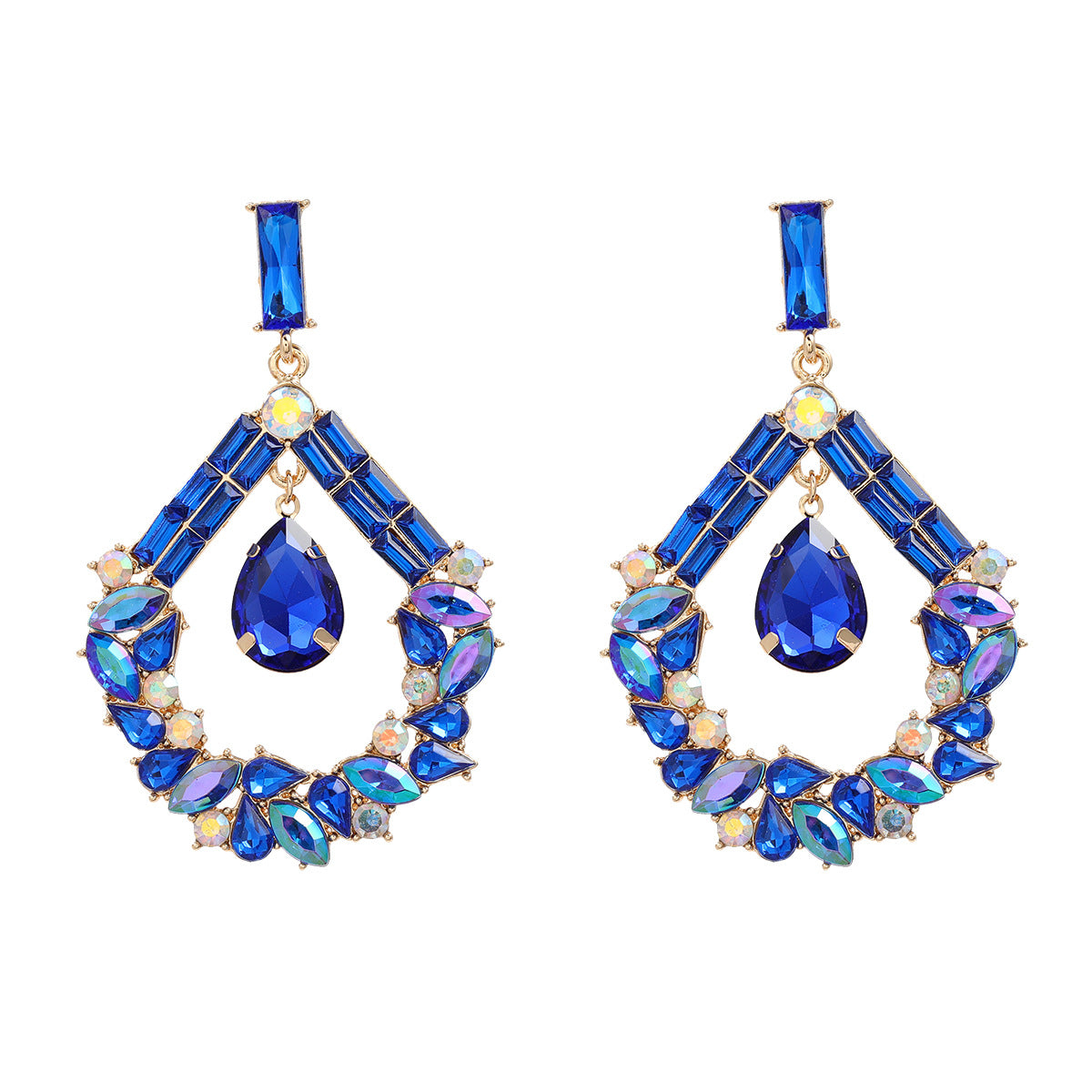 Colorful Crystals Drop-shaped Female Bohemian Style Earrings