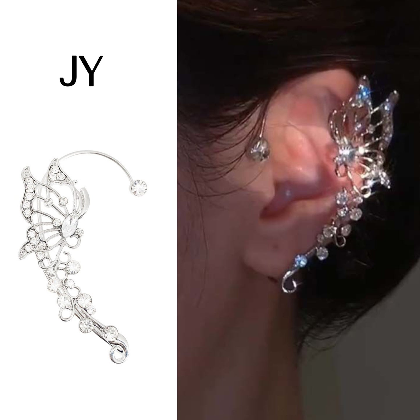 Women's Pierced Sier Elf Butterfly Unique Design Trendy Light Earrings