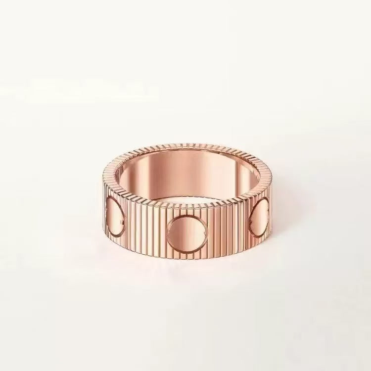 Online Store V Gold Thick Rose Plated Ring