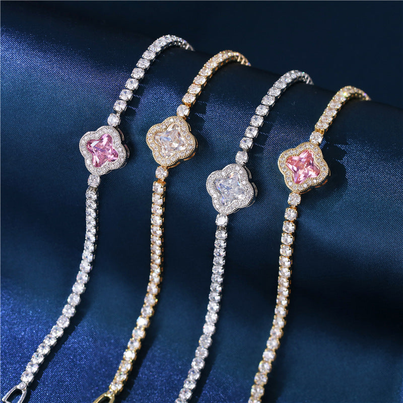 Zircon Color Crystal Suit Petals Three-piece Jewelry Set
