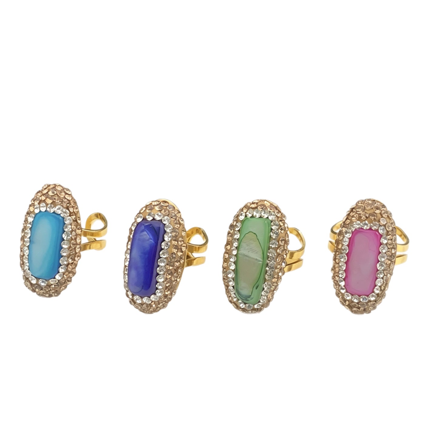 Color Shell Long Light Luxury Minority Adjustable Rings