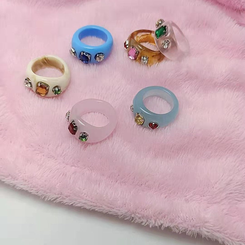 Female Resin Acrylic Jelly Color Personalized Ring