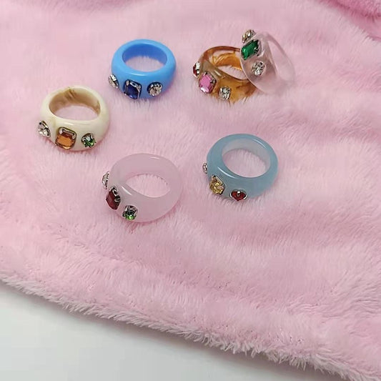 Female Resin Acrylic Jelly Color Personalized Ring