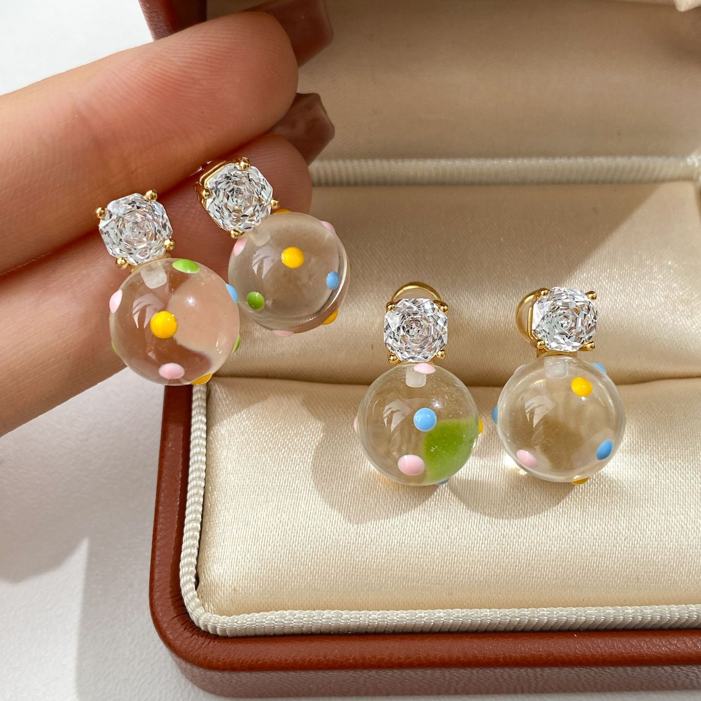 Personality Elegant Transparent Beads Drip Glazed Rings