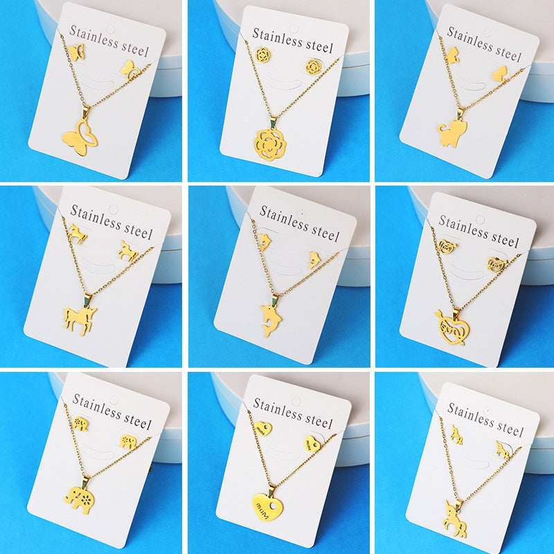 Butterfly Unicorn Sweet Personality Simple Stainless Steel Necklaces