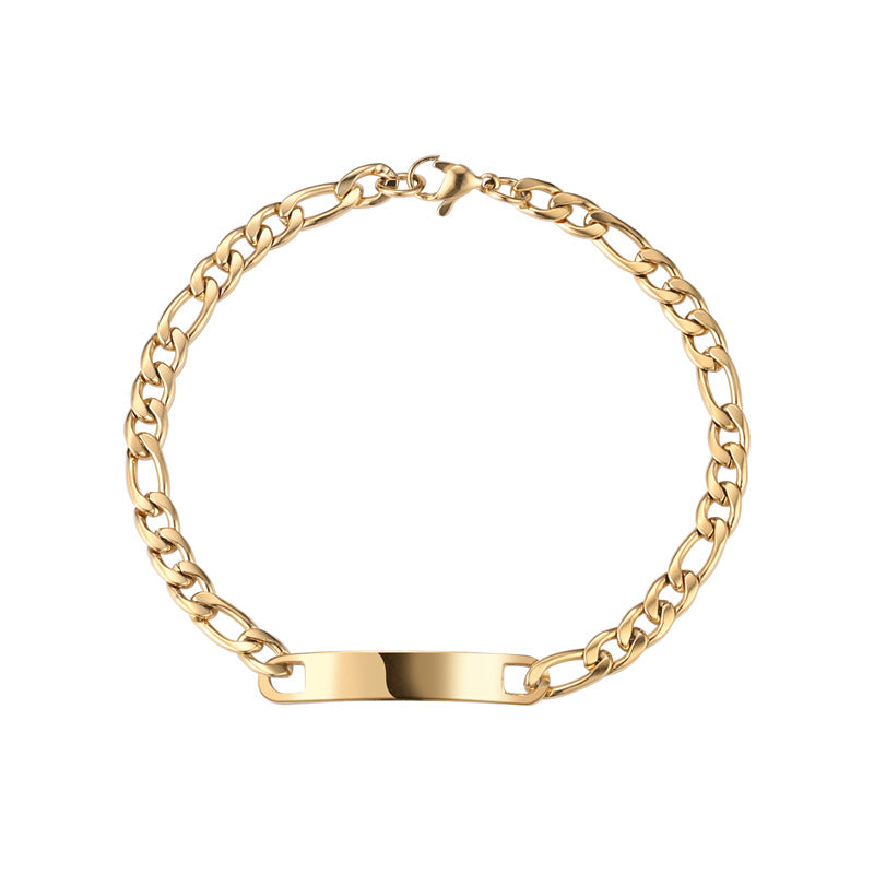 Women's & Men's Stainless Steel One-to-one Couple Curved Fashion Cuban Bracelet