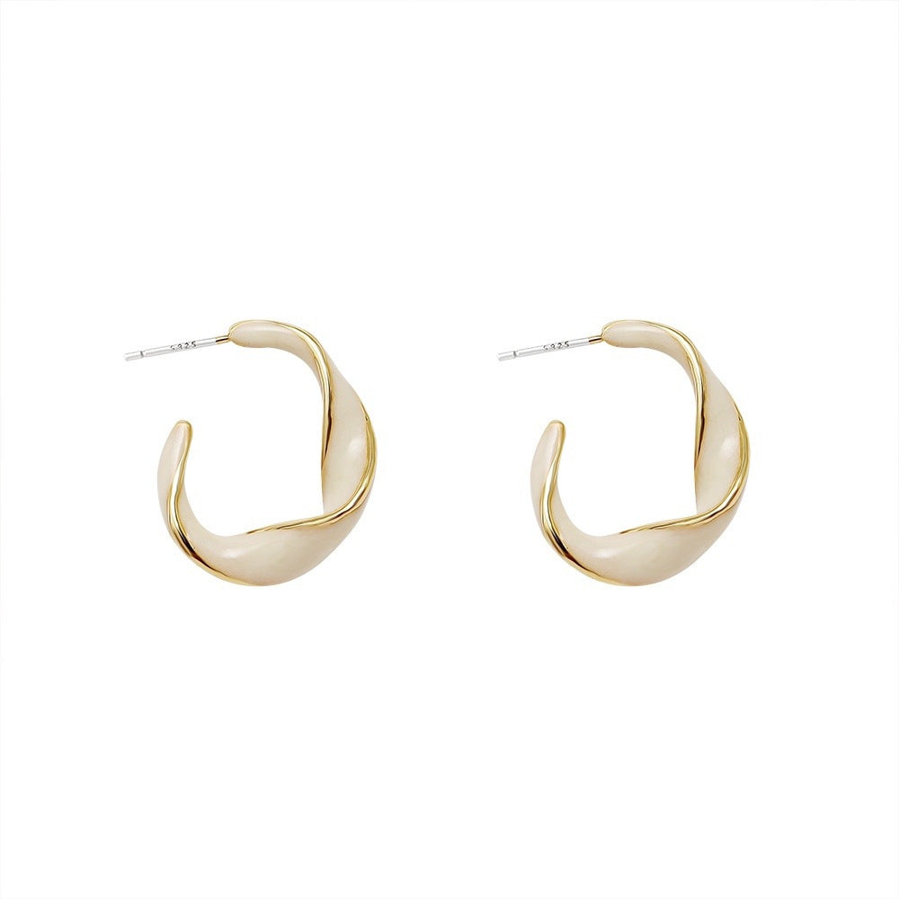 French Style Dripping Small Personalized Twisted Geometric Rings