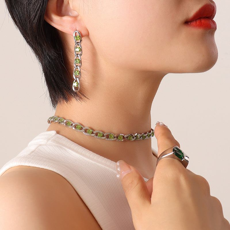 Colorful Zircon Diamond Light Luxury Delicate Jewelry Set