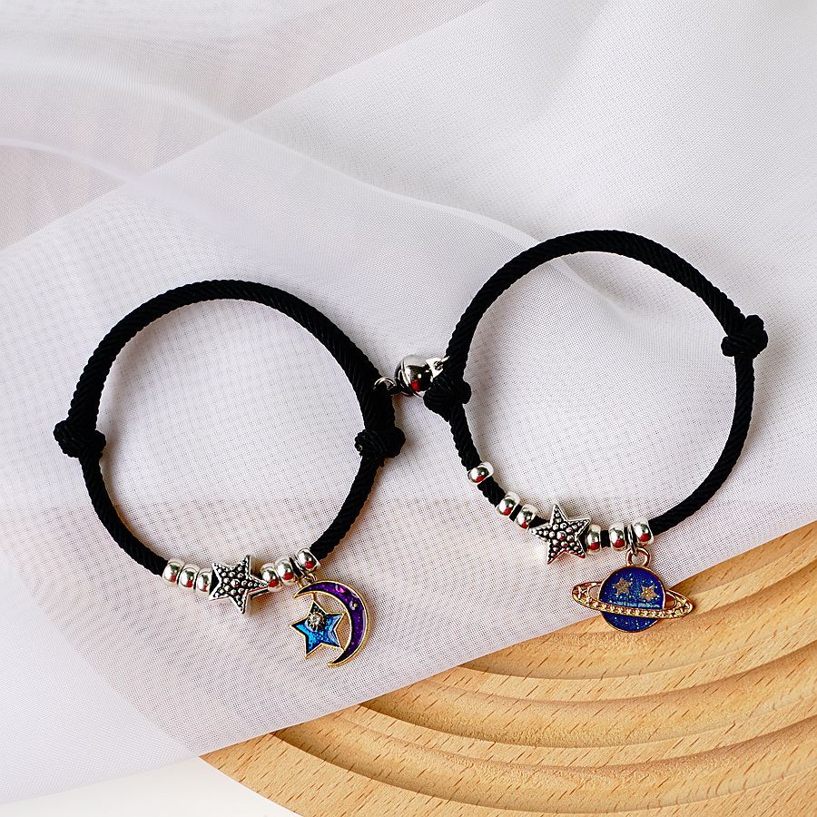 Elegant Blue Planet Couple Female Magnetic Snap Bracelets