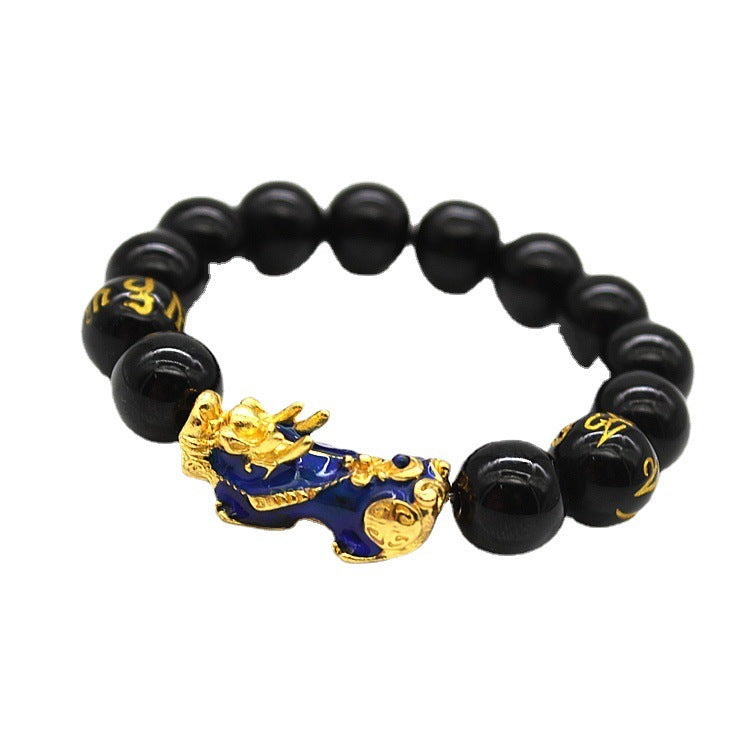 Bracelets en perles de bouddha pour femmes, hommes et obsidienne et proverbe