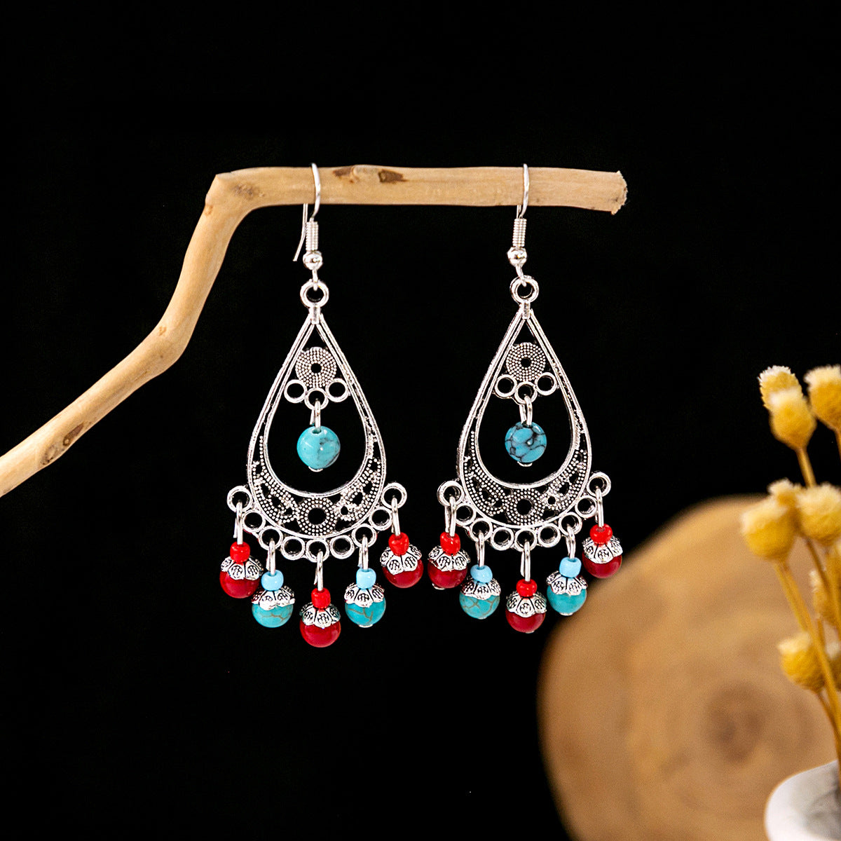 Tassel Turquoise Retro Minority Ethnic Style Earrings