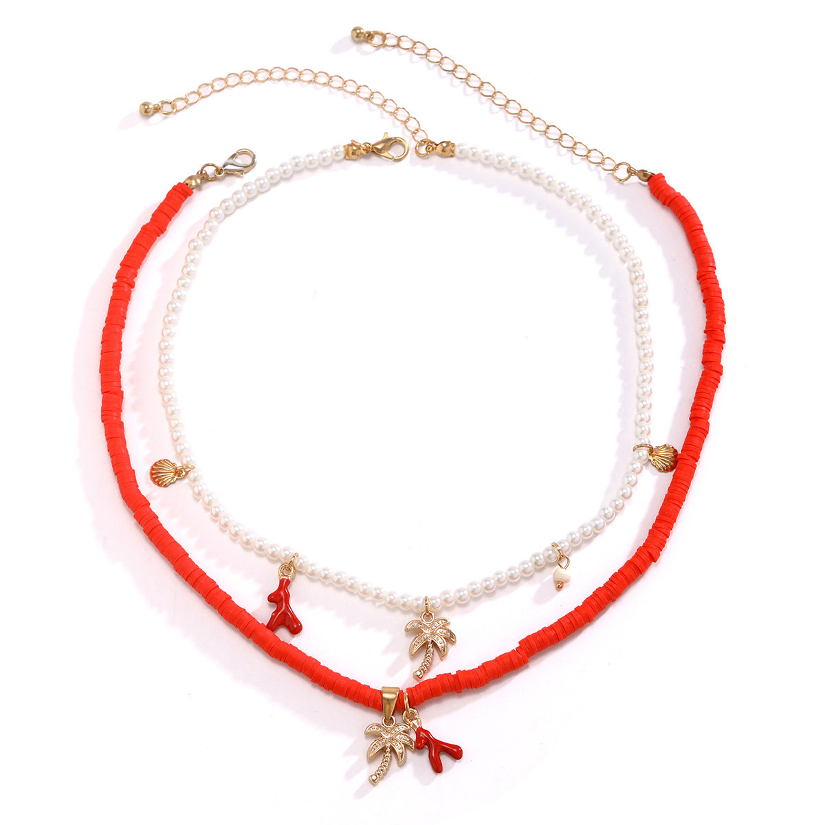 Women's Ornament Ocean Style Shell Conch Tassel Twin Necklaces