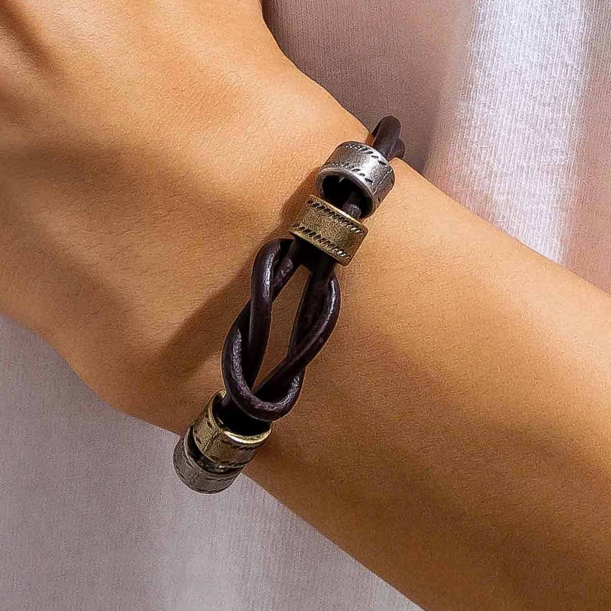 Bracelets Vintage en cuir Hop Cool pour hommes, simples et à la mode