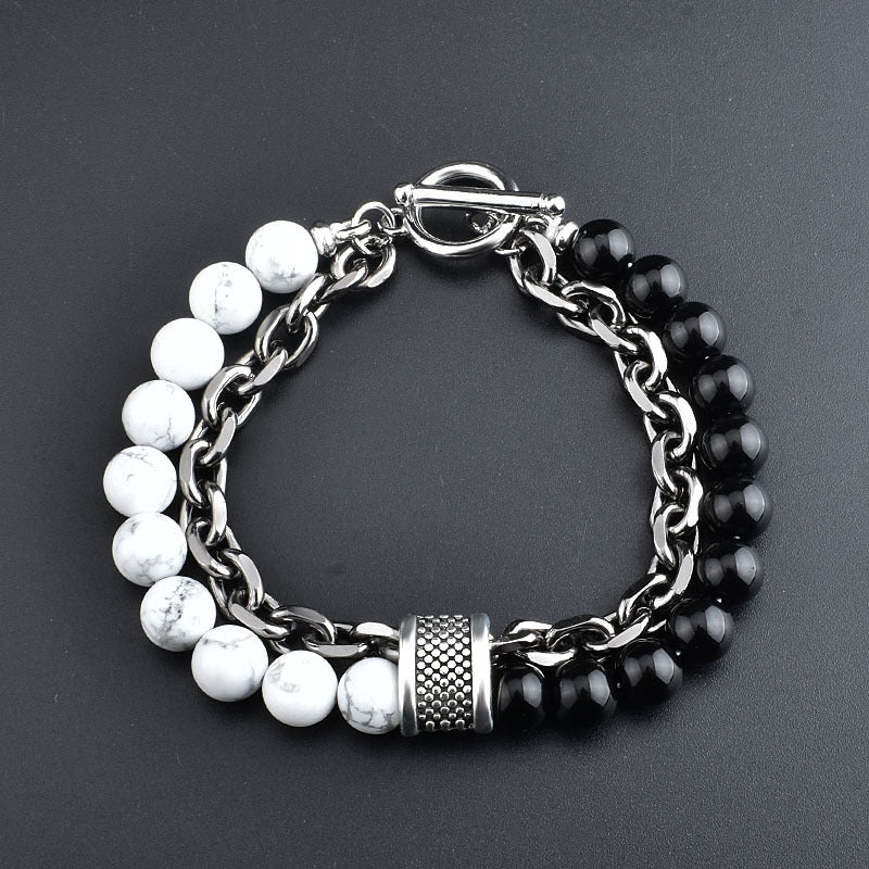 Men's Metal String Beads Chain Pin Bracelets