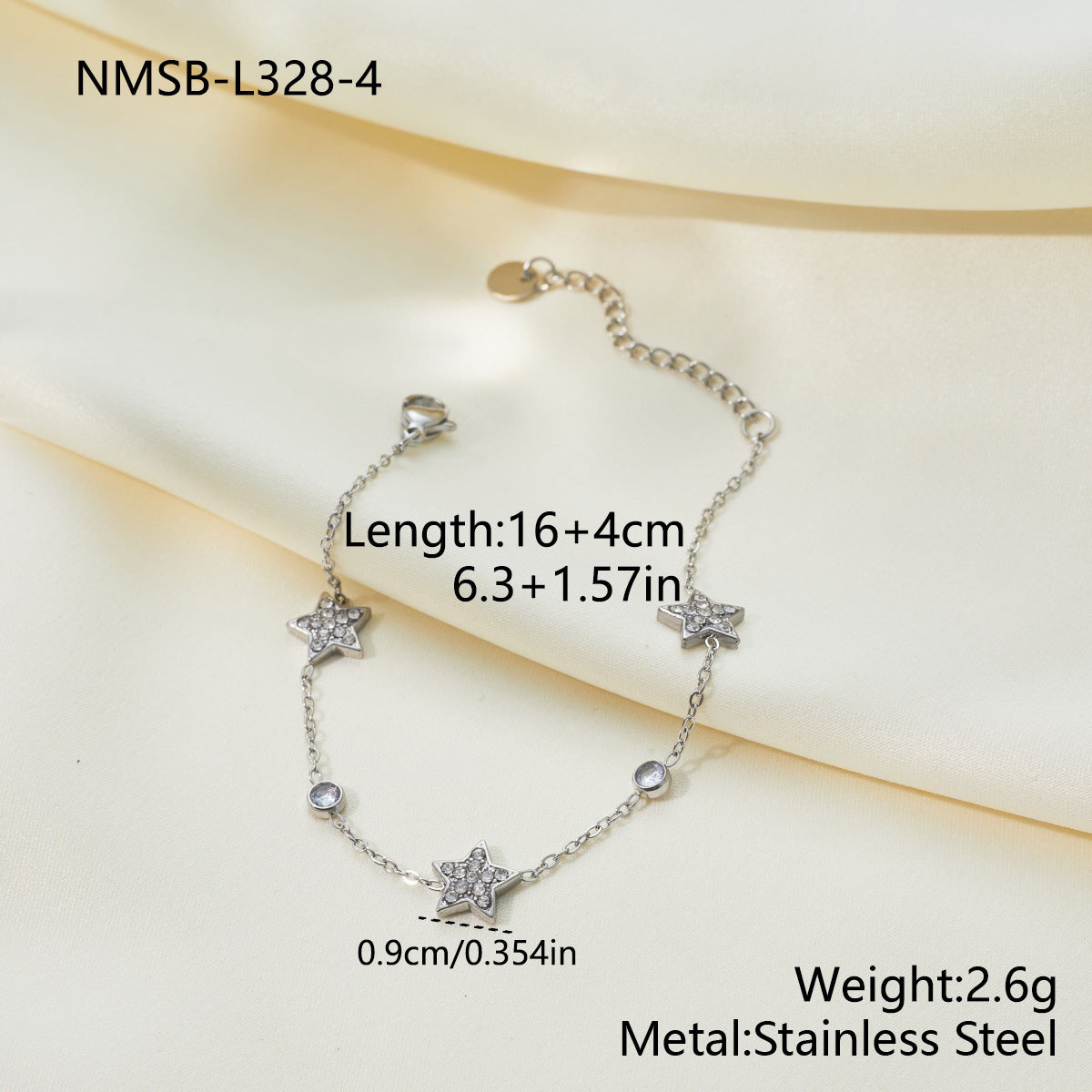 Stainless Steel Gentle Star Zircon Words Niche Bracelets