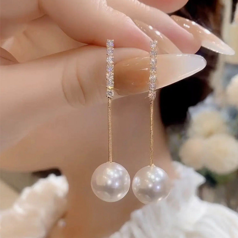 Women's Sense Pearl Tassel Simple Classy And Earrings