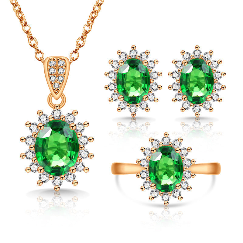 Live Broadcast Colored Gems Fashion Simulation Jewelry Set
