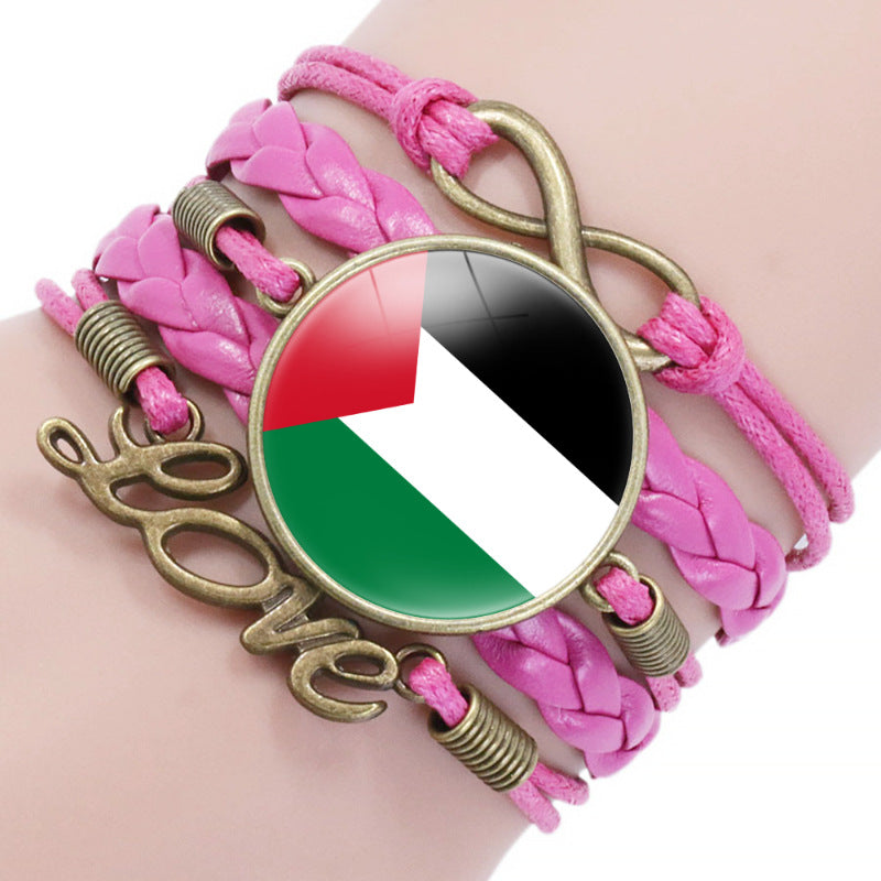 Bracelets infinis en pierre de temps à motif de drapeau palestinien