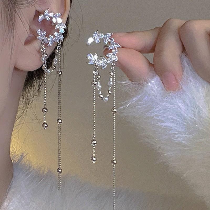 Round Tassel Bone French Vintage Court Style Light Ear Clip