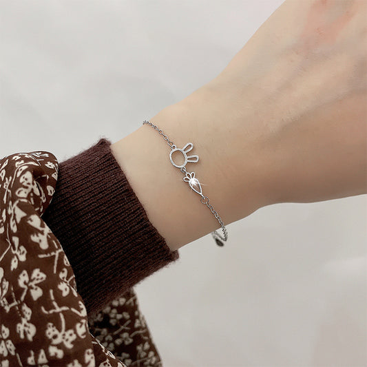 Bracelets creux simples en strass, lapin carotte mignon