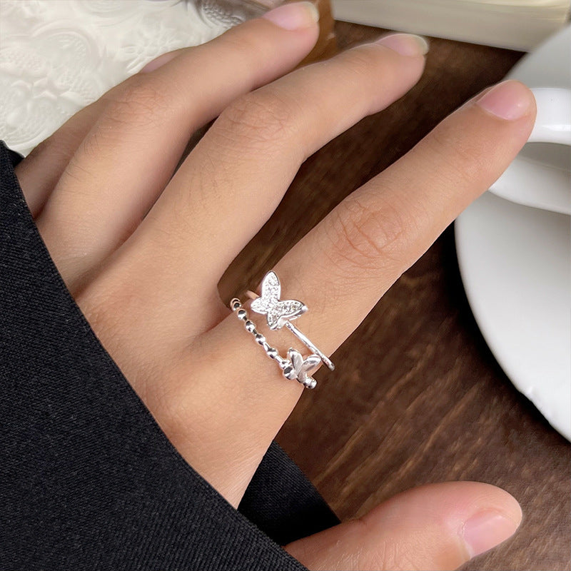 Women's Lan Smiley Personality Niello Simple Versatile Opening Ring