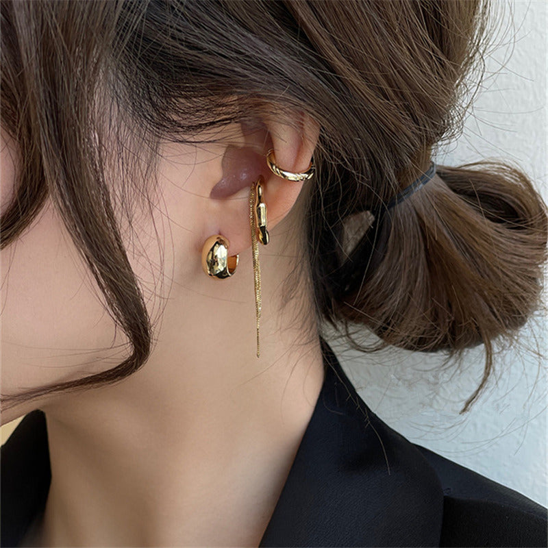 Cool Design Irregular Metal Chain Ear Earrings