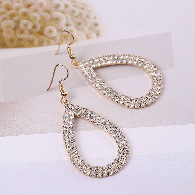 Women's Geometry Pattern Jewelry Eye-catching Hollow Single Water Drop Earrings