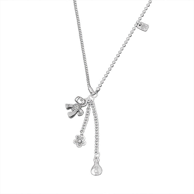 Women's Immediately Rich Flower Titanium Steel Chain Necklaces