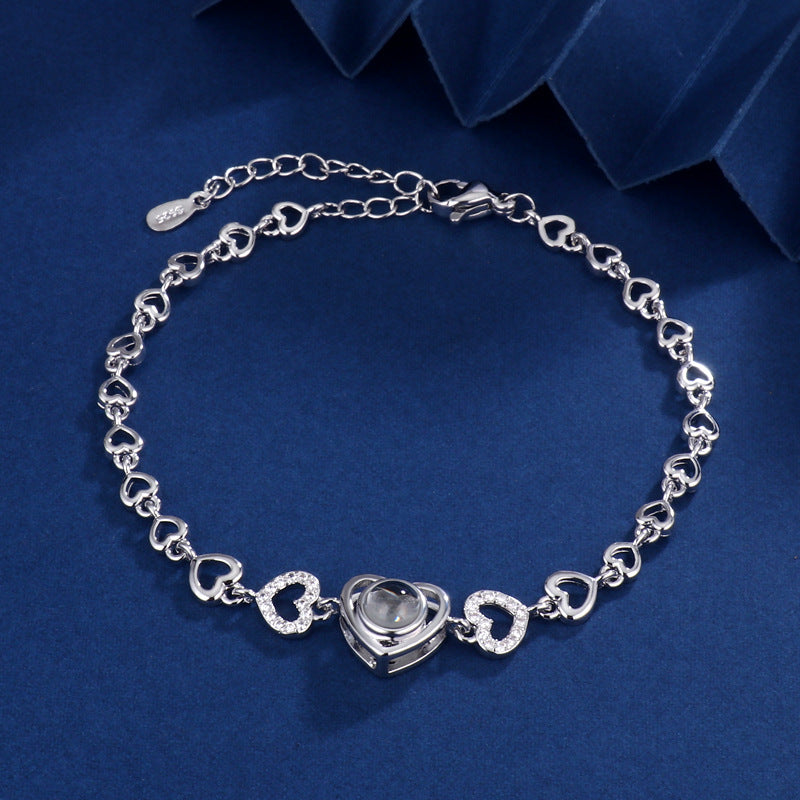 Projection Fashion Minority Design Zircon Heart-shaped Bracelets