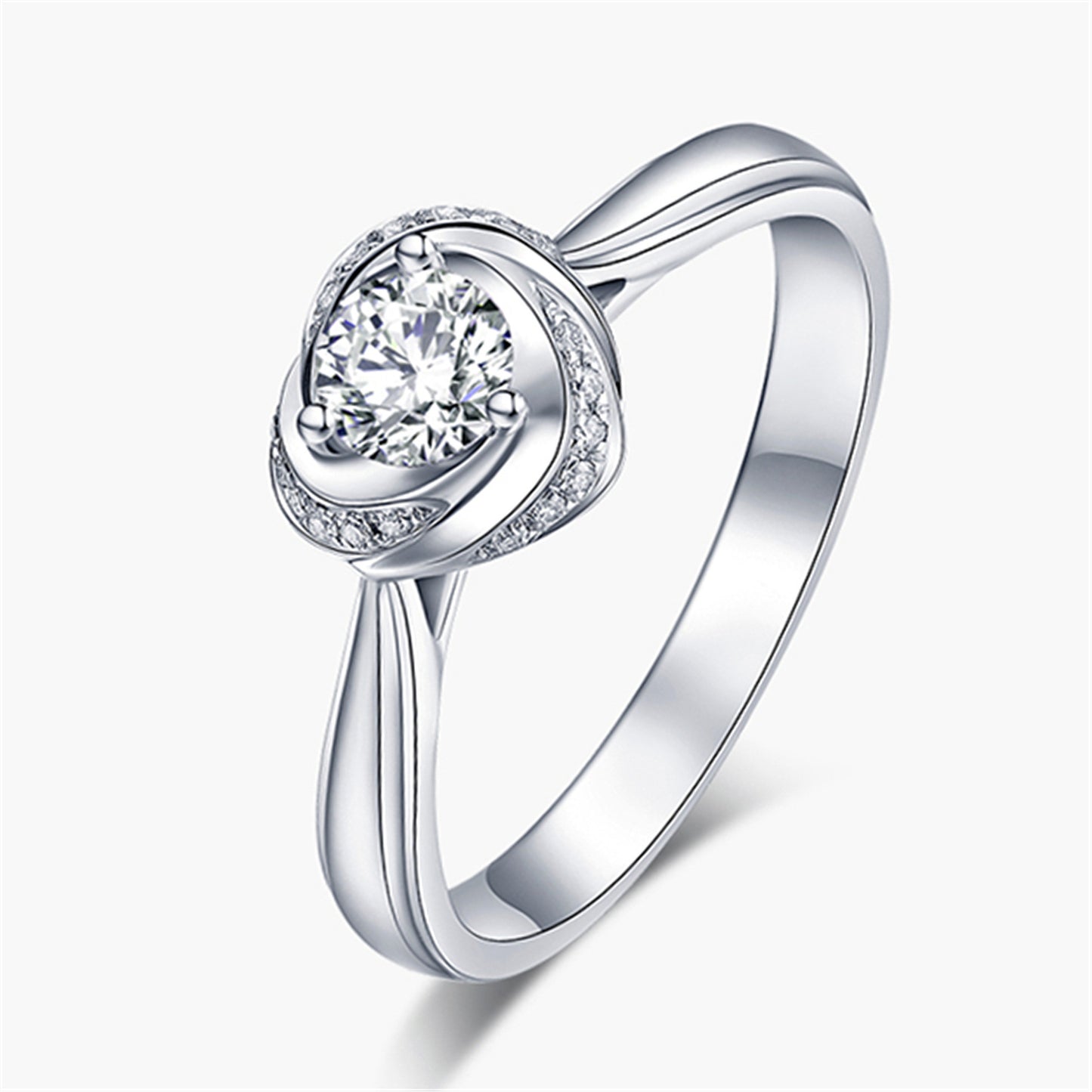 Women's Korean Style White Gold Plated Heart Rings