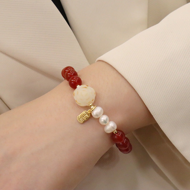 Red Agate Female Chalcedony Bodhi Flower Bracelets