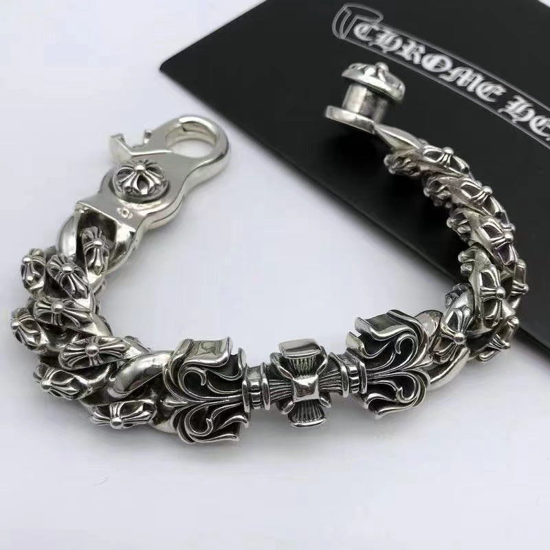 Men's Crook Hip Hop Cool Cross Rattan Flower Bracelets