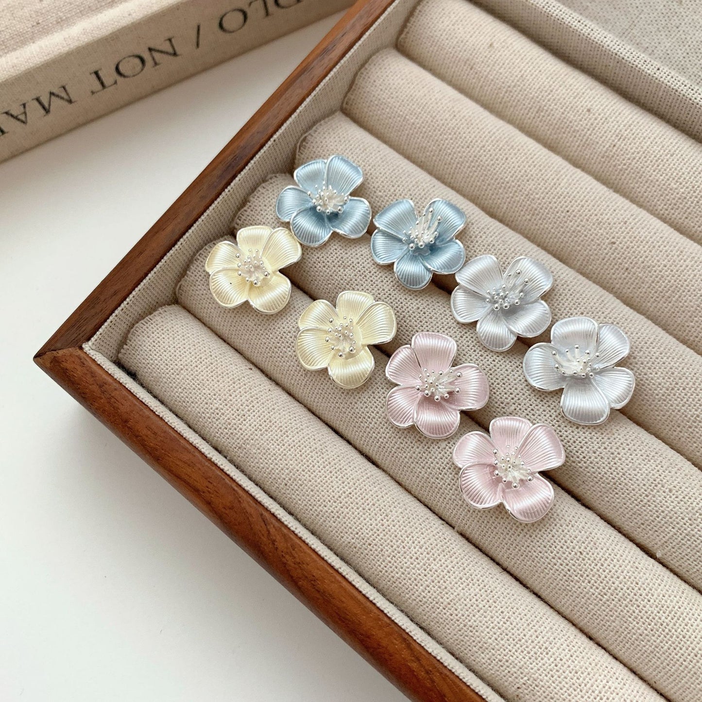 Painted Flower Sier Needle Sweet Fairy Style Niche Gentle Fresh Earrings