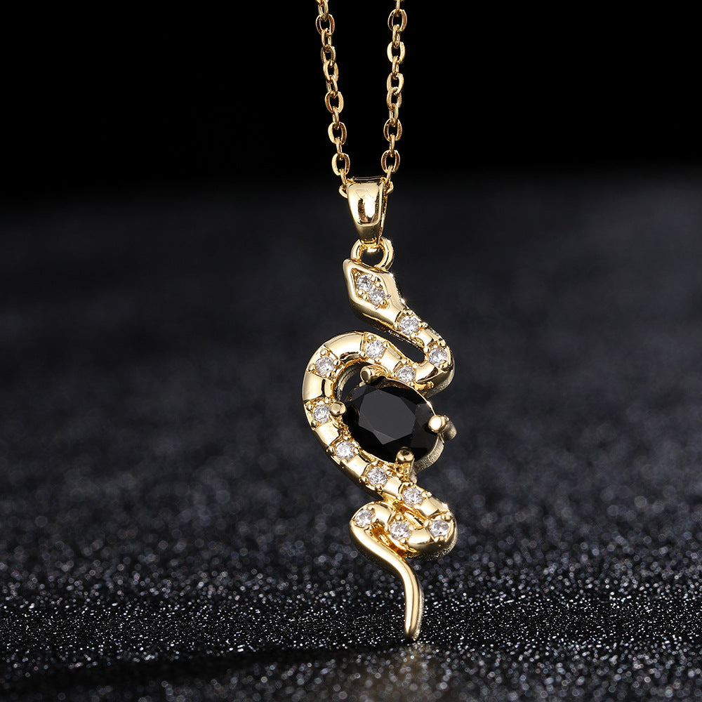 Minority Snake Color Zircon Gold Plated Necklaces