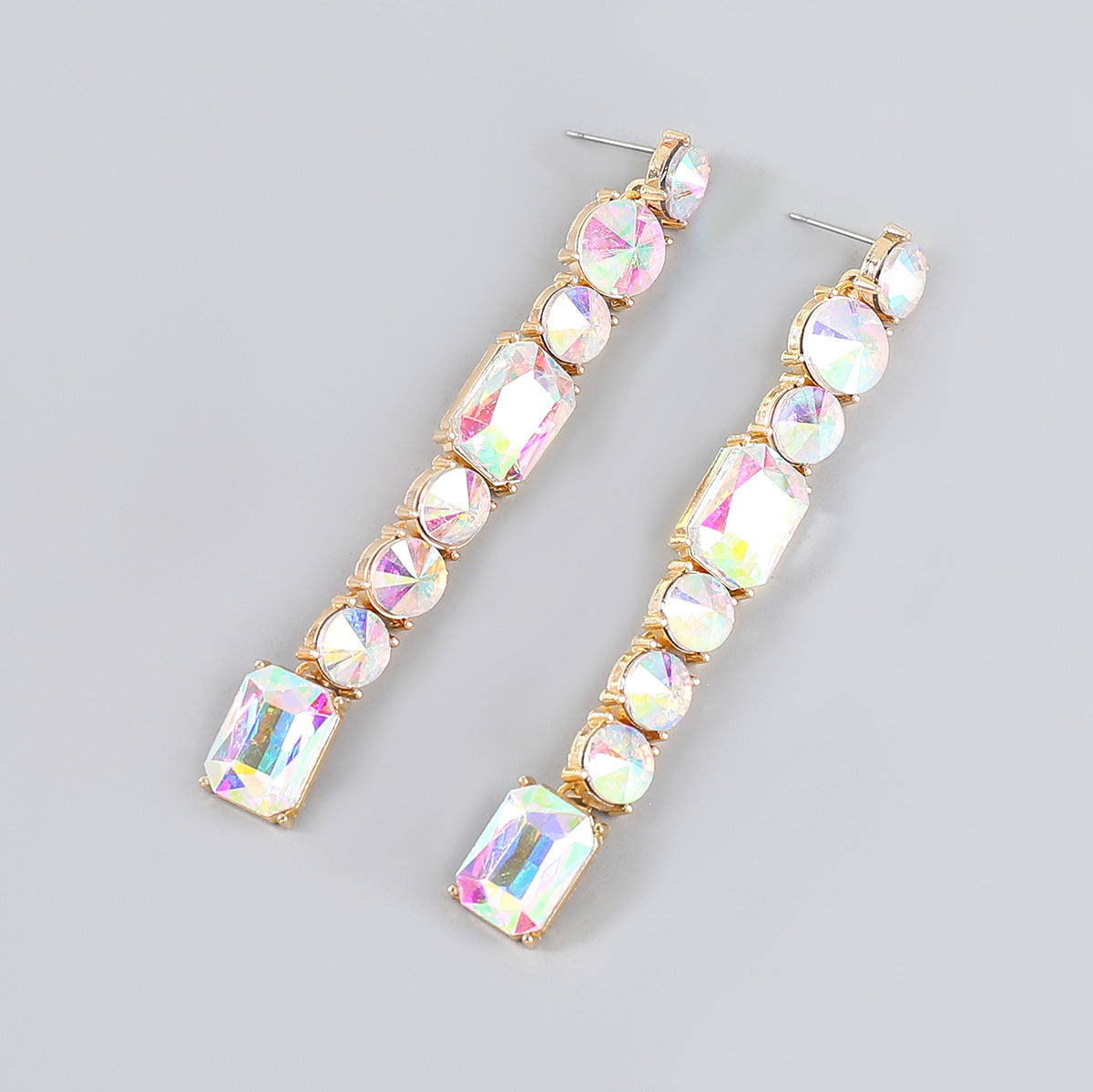 Women's Fashion Alloy Diamond Rhinestone Geometric Long Earrings