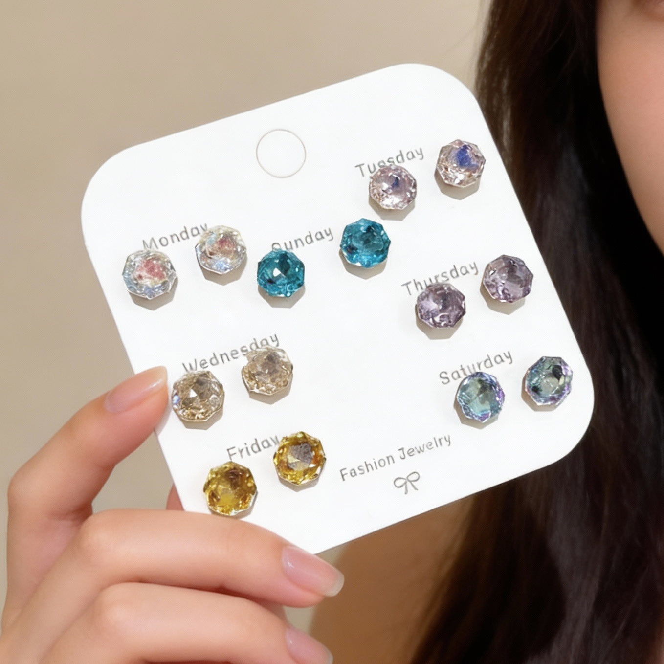 Of Super Flash Female Rose Cut Octagonal Coated Zircon Stud Earrings