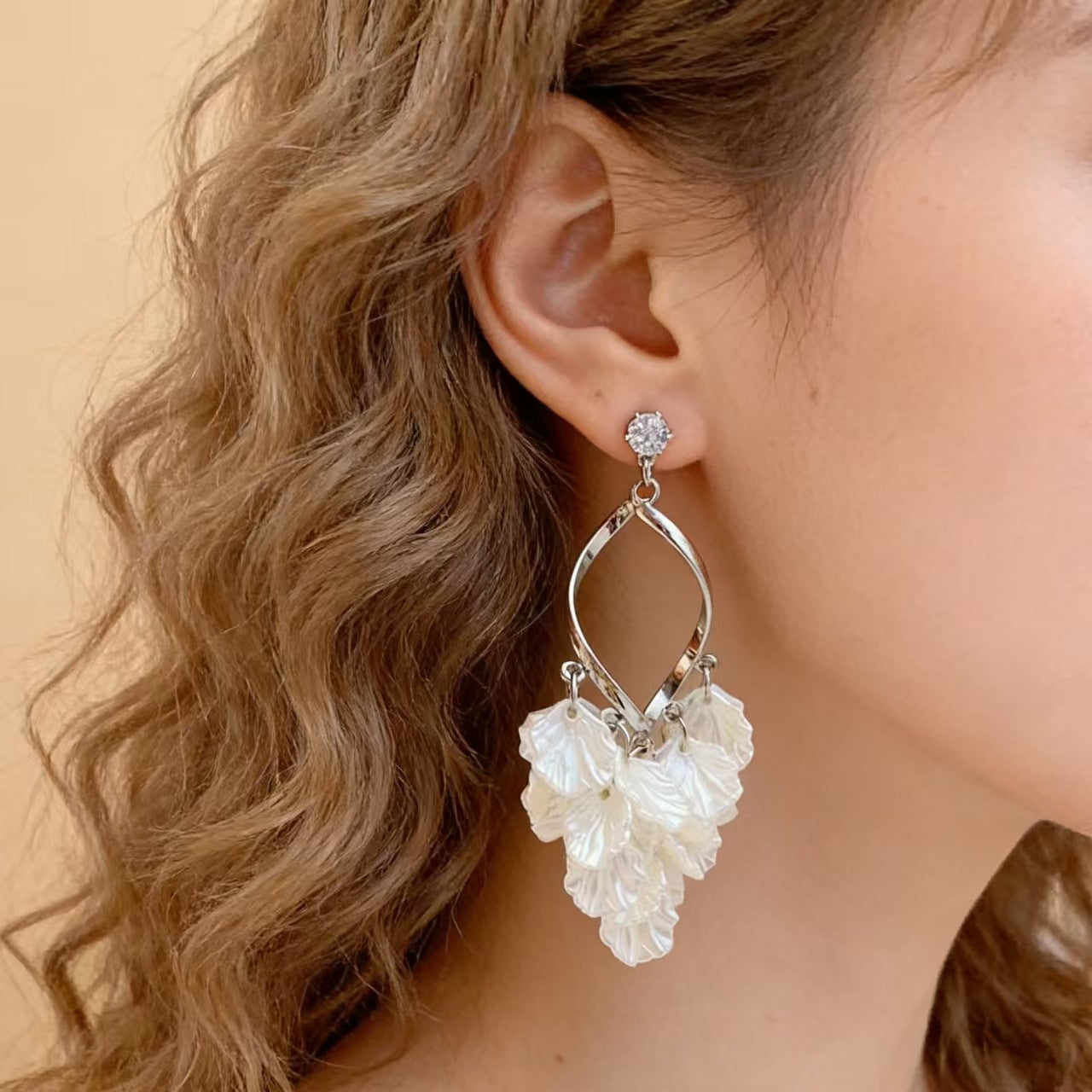 Style Fairy Petal Fringed Light Luxury High-grade Design Earrings