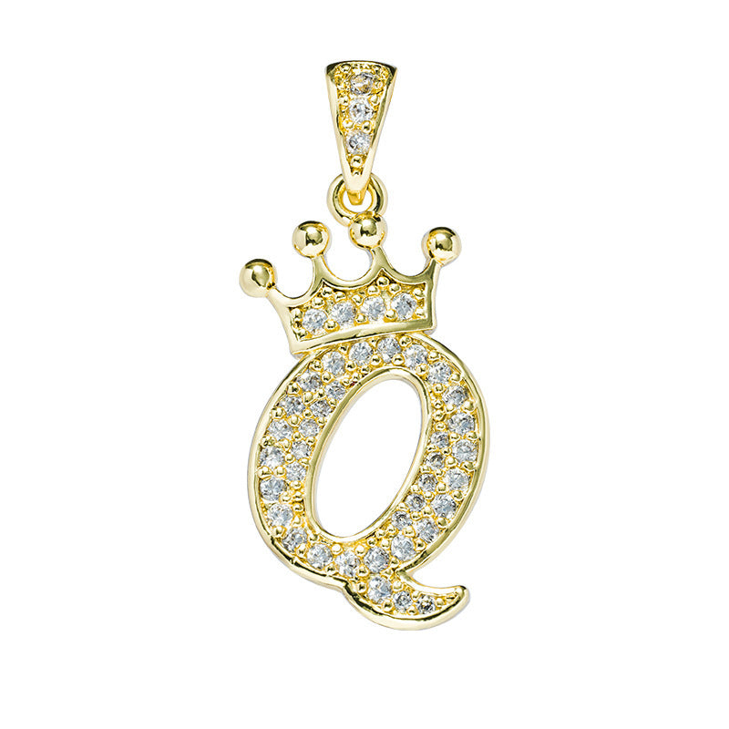 English Letters Full Diamond Pendant Simple Necklaces