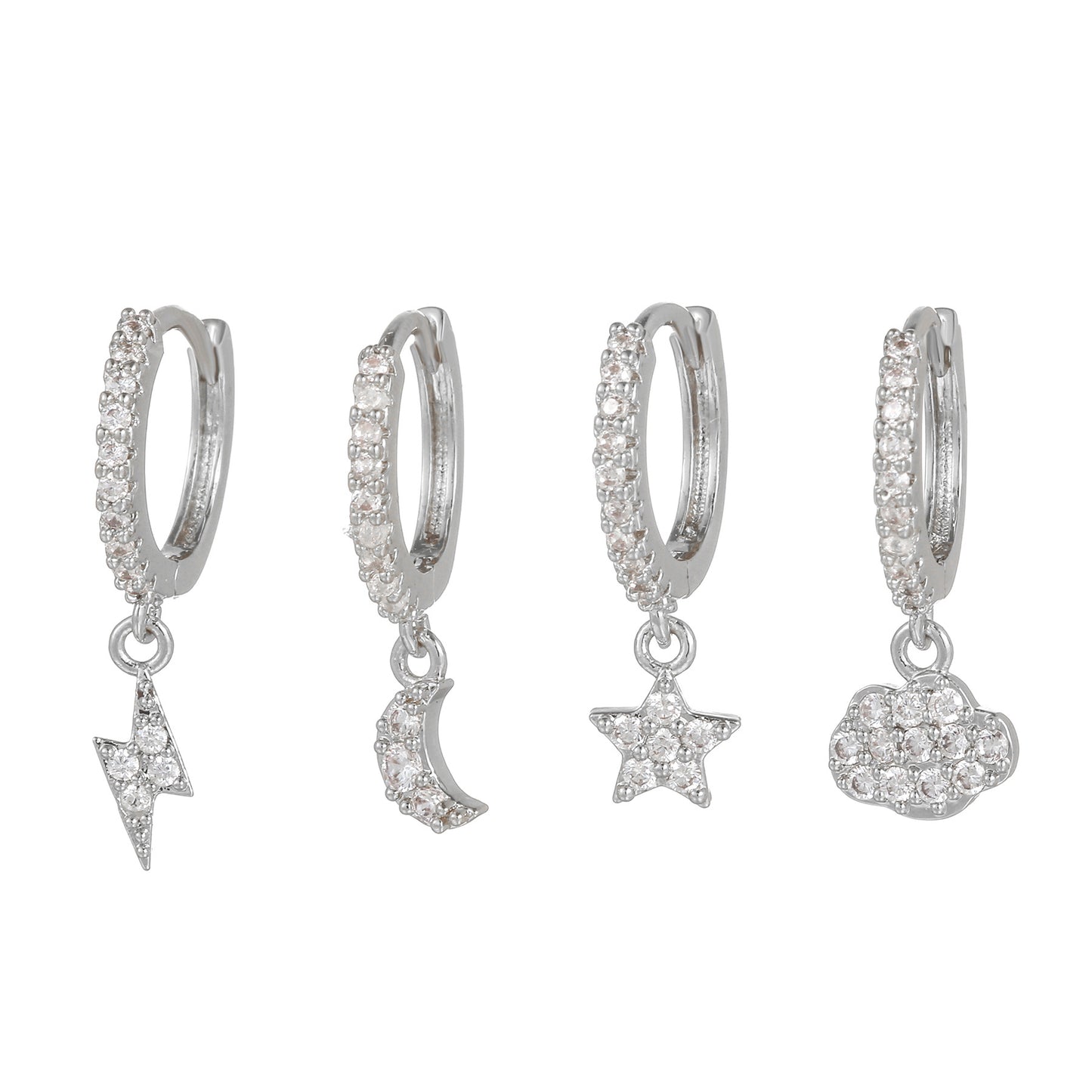 Star Moon Inlaid Zircon Clip Eardrop Fashion Trendy Ear Buckle