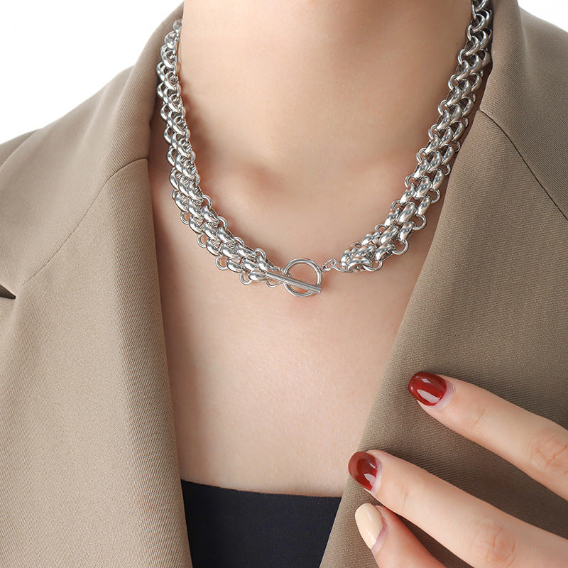 Cool Buckle Design Thick Chain Gold-plated Jewelry Set